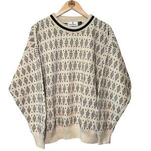 VTG Sweater 100% Cotton Hand Framed 90s Cream Made USA Munsingwear Unisex Medium